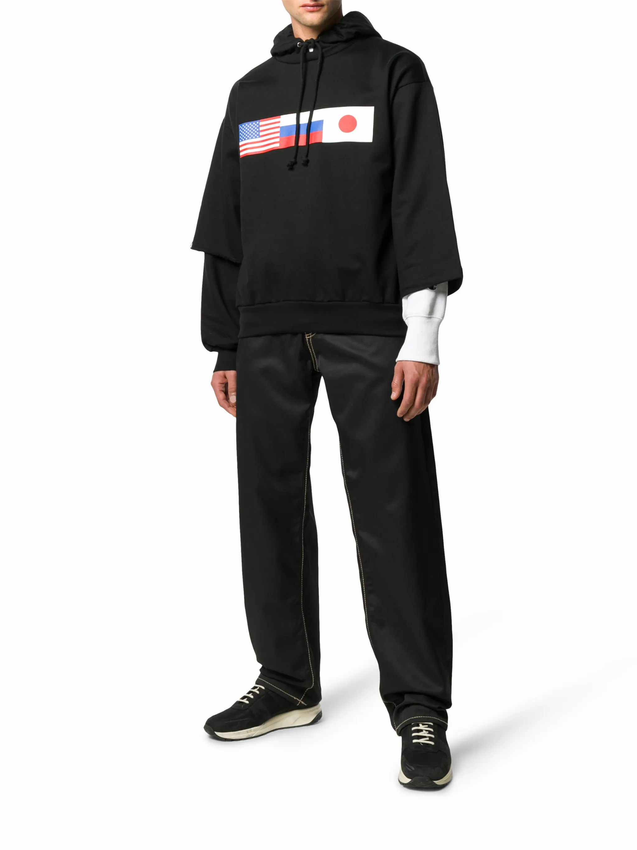 Gosha Rubchinskiy asymmetric flag print hoodie Eraldo US