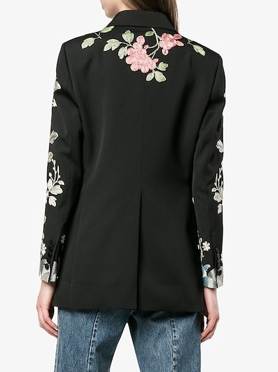 Gucci Black floral embroidered blazer | Browns