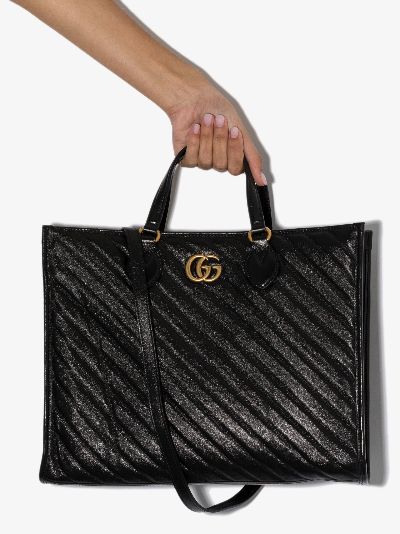 gucci black leather tote