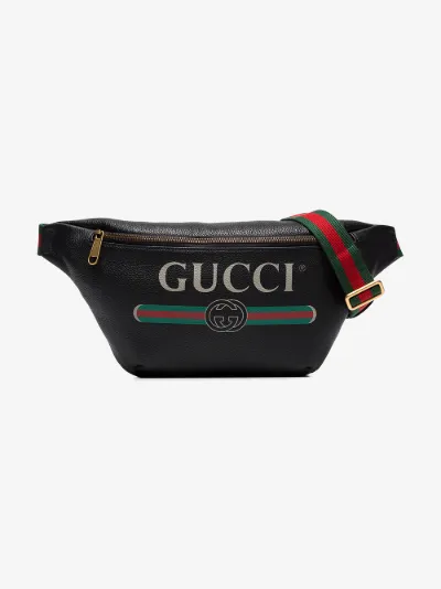 gucci print leather belt bag size