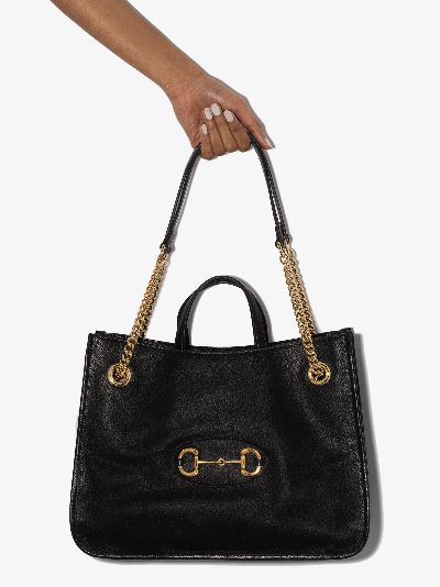 gucci black leather tote