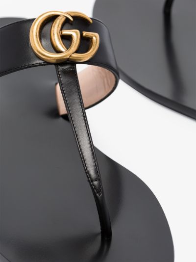 Gucci black Marmont leather sandals| Browns