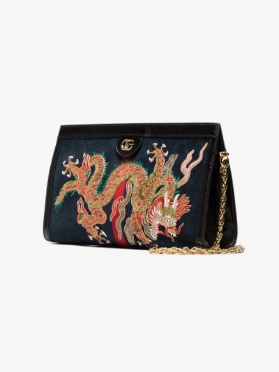 ophidia embroidered medium shoulder bag