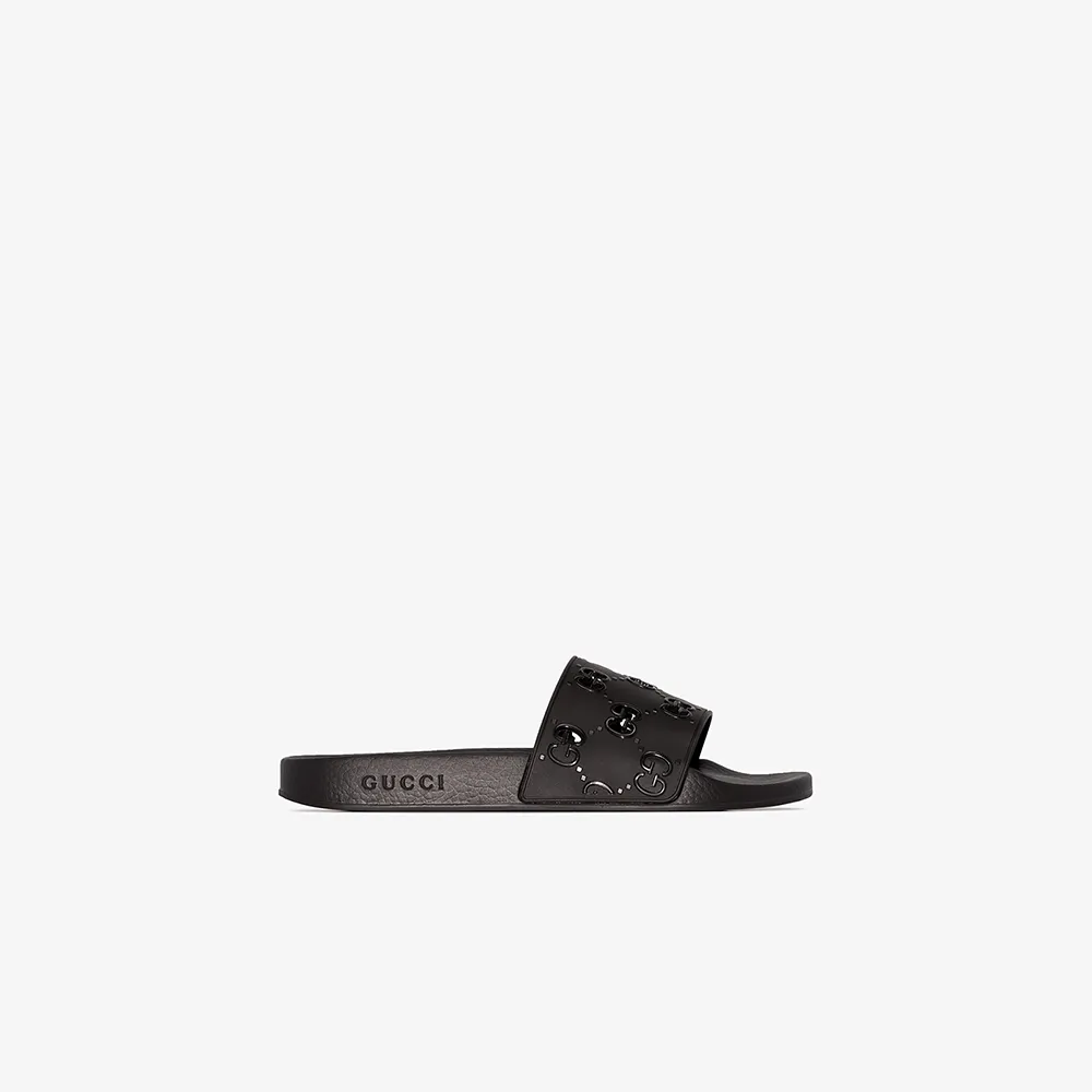 gucci pursuit gg logo pool slides