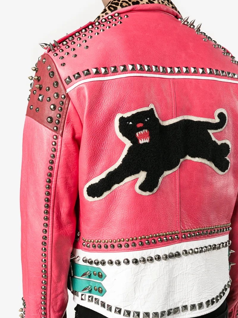 Gucci Block Panel Studded Jacket Browns