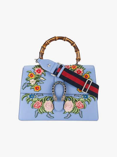 Gucci Blue Embroidered Dionysus Leather shoulder bag | Browns