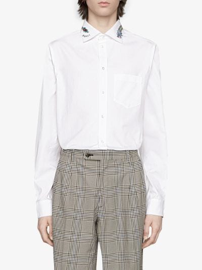 Cotton shirt with embroidered collar | Gucci | Eraldo.com