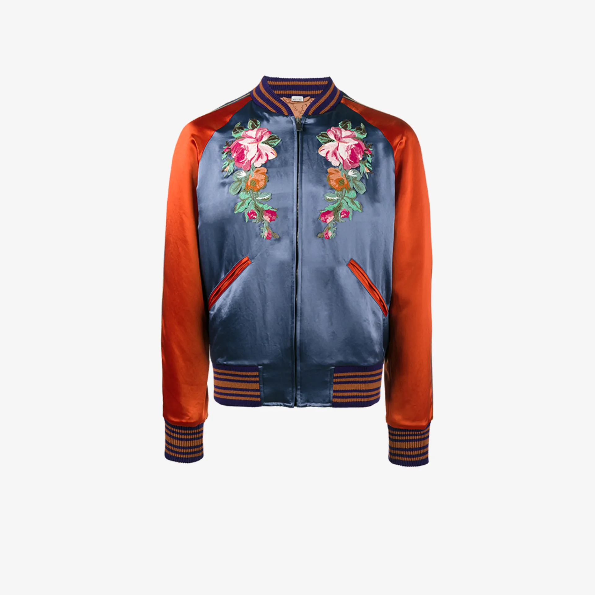 gucci leather bomber jacket with appliqués