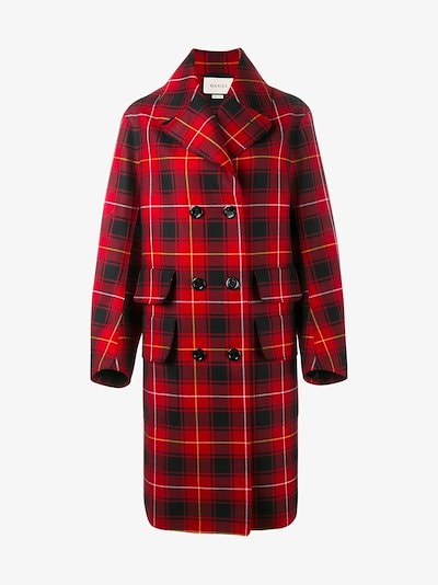 Gucci embroidered tartan overcoat | Browns