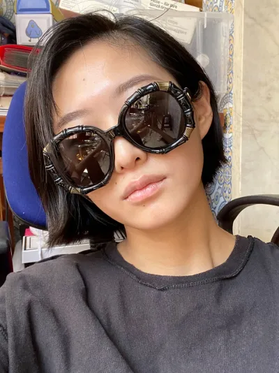 gucci black round frame sunglasses