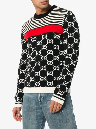 gg and stripes knit sweater