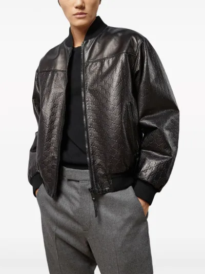 Gucci mens clearance leather bomber jacket