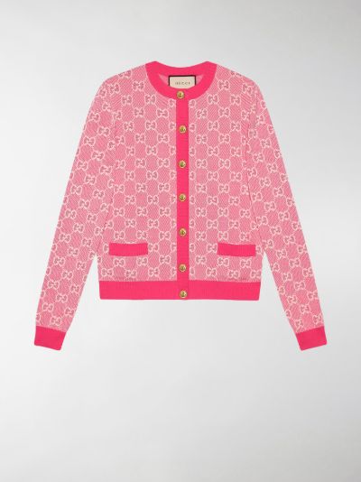 pink crew neck cardigan