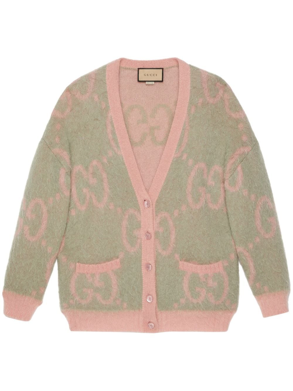 Reversible jacquard-knit wool-blend cardigan