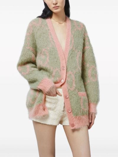 Reversible jacquard-knit wool-blend cardigan