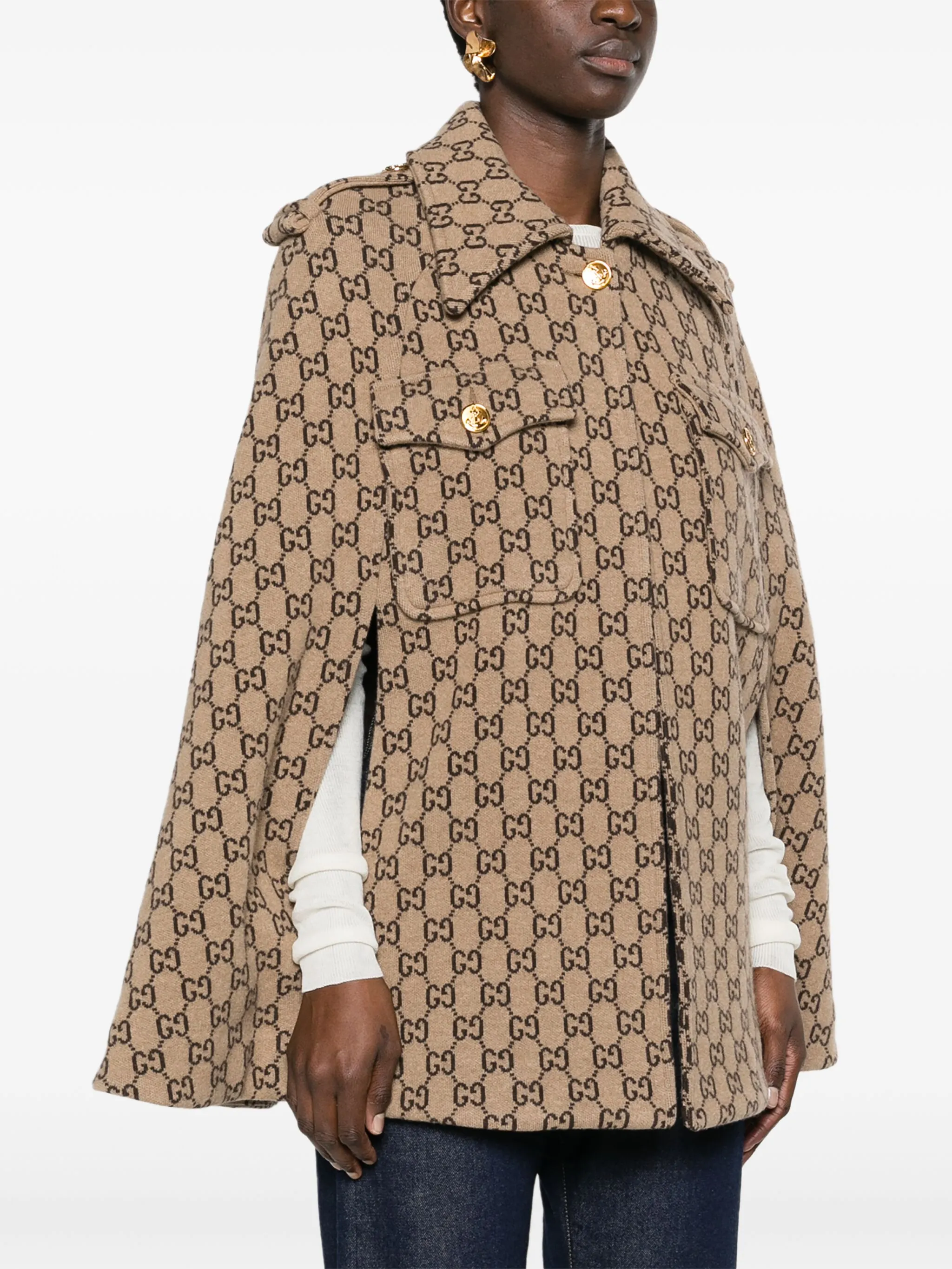 GG-jacquard wool cape | Gucci | Eraldo.com US