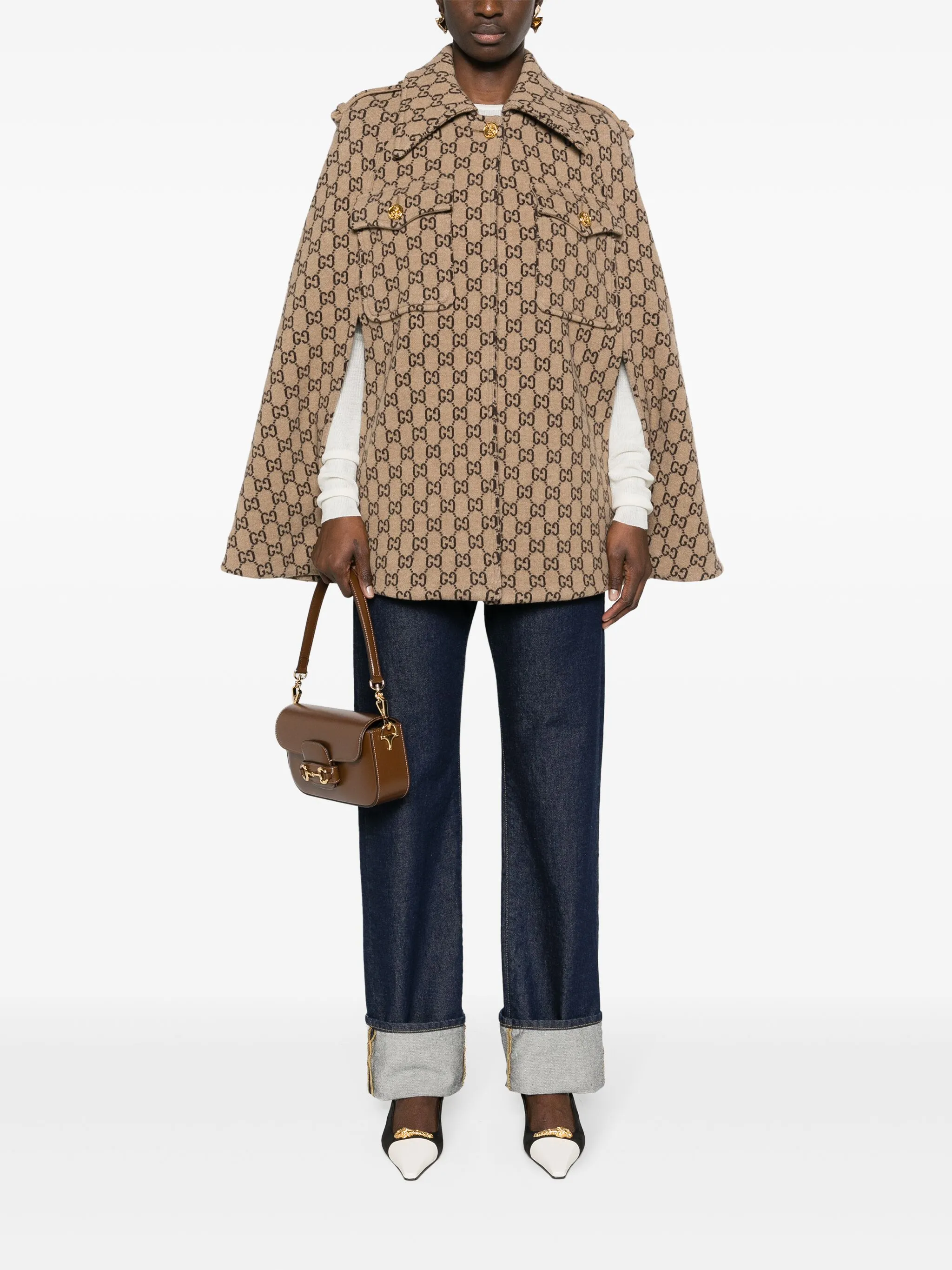 GG-jacquard wool cape | Gucci | Eraldo.com US