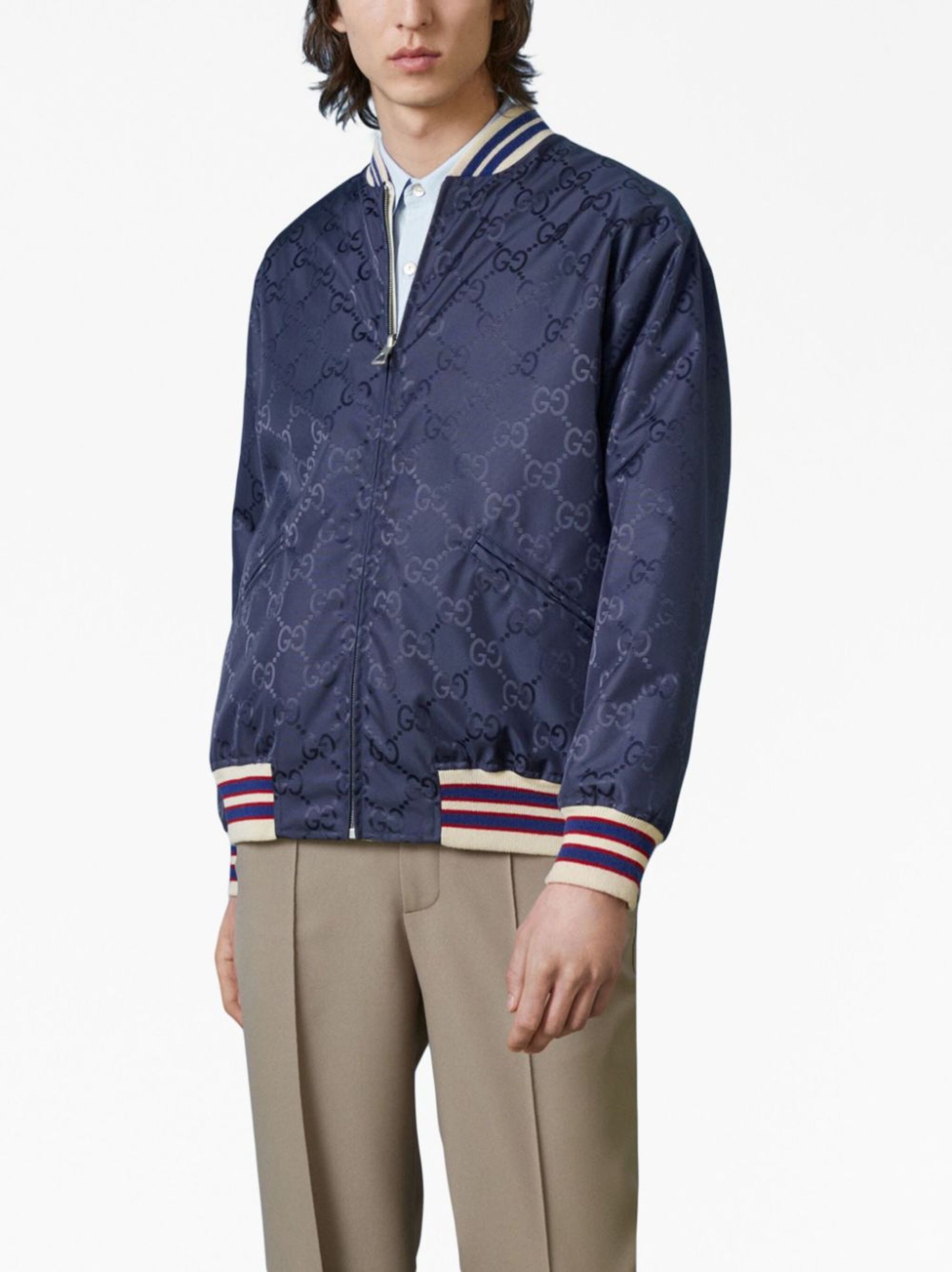 Gg Pattern Canvas Bomber Jacket Gucci 5134