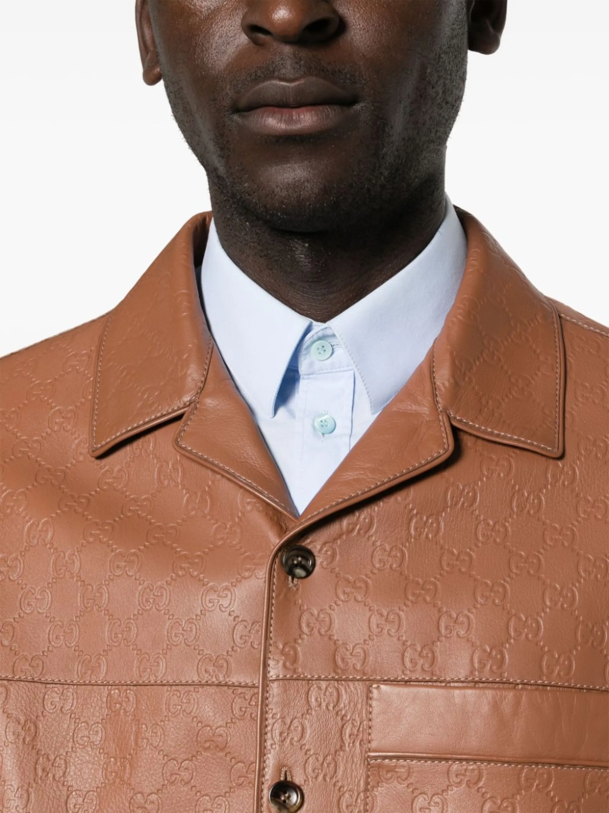 Gucci GG Supreme leather shirt jacket | Eraldo.com IC
