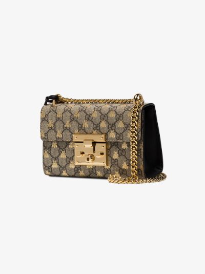 gucci padlock small gg bees shoulder bag