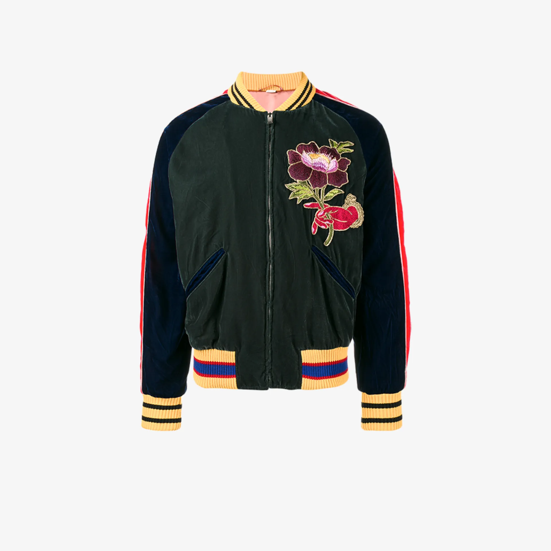 gucci floral velvet bomber jacket