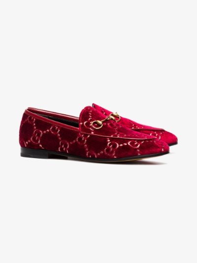 gucci red velvet loafers