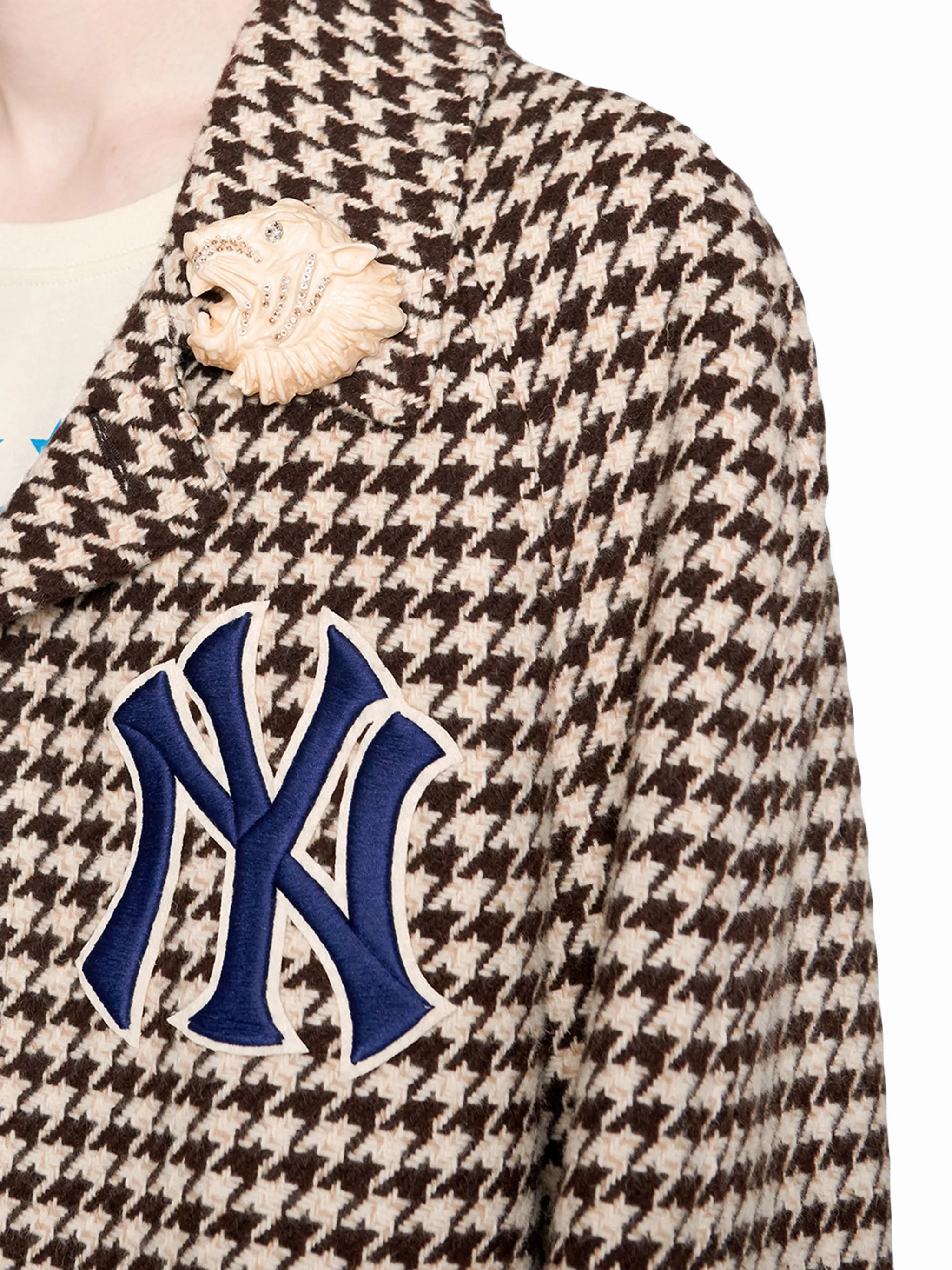 Gucci Houndstooth coat with NY Yankees patches Eraldo US