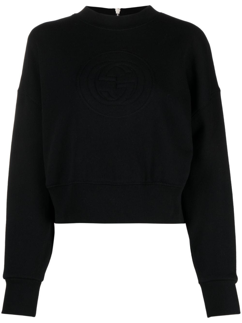 Interlocking G jersey crop top in black - Gucci