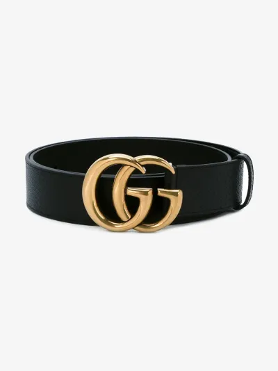 gucci black leather belt with double g buckle