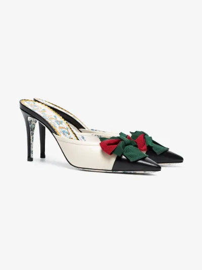 gucci mid heel slide with web