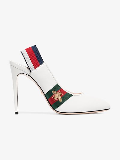 Gucci Leather Web Slingback Pump Browns - Gucci Leather Pump With Stripe Gucci Leather Web Slingback Pump Browns - Gucci Leather Pump With Stripe
