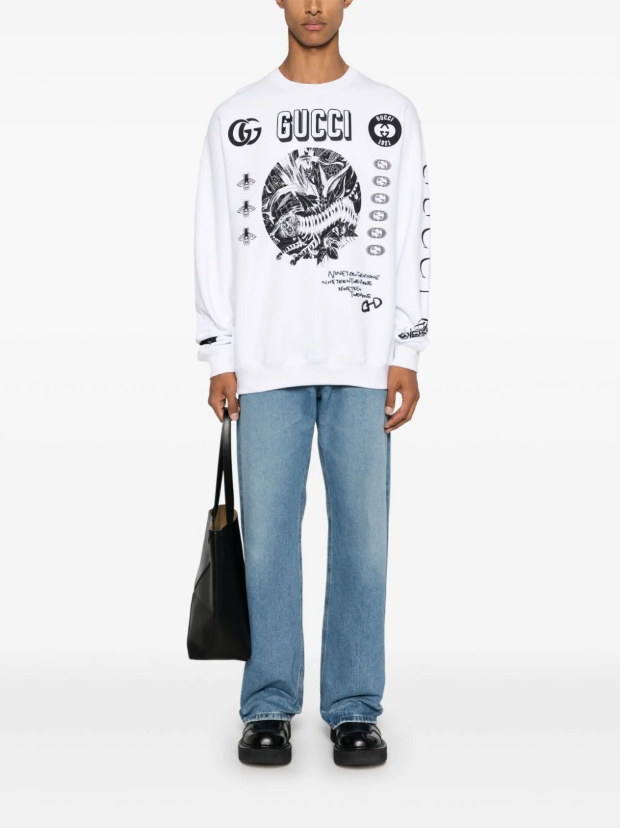 ブルゾン GUCCI Logo embroidery sweatshirt gucci-logo-embroidered-