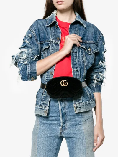 gucci velvet belt bag blue