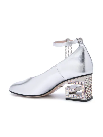 gucci metallic mid heel pump