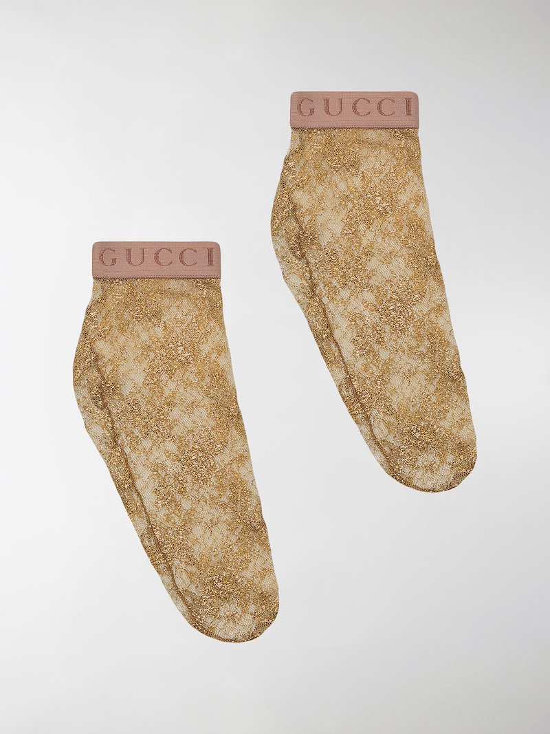 Konkurrencedygtige operatør Jonglere Gucci metallic lace socks neutrals | MODES