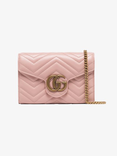 Pink Gg Plaque Quilted Leather Cross Body Bag