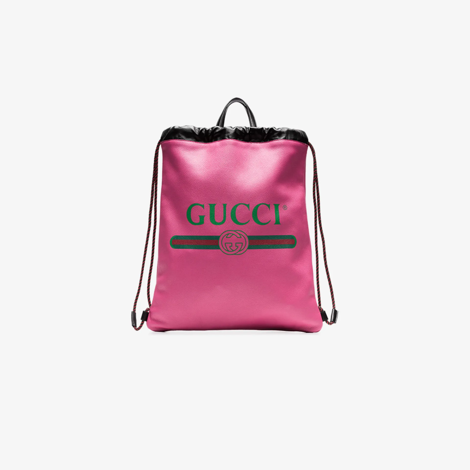 gucci print leather backpack