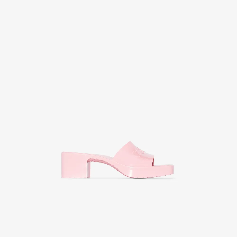 gucci rubber logo mules