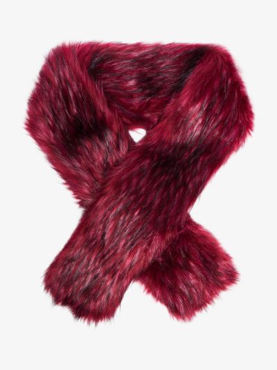 red faux fur wrap