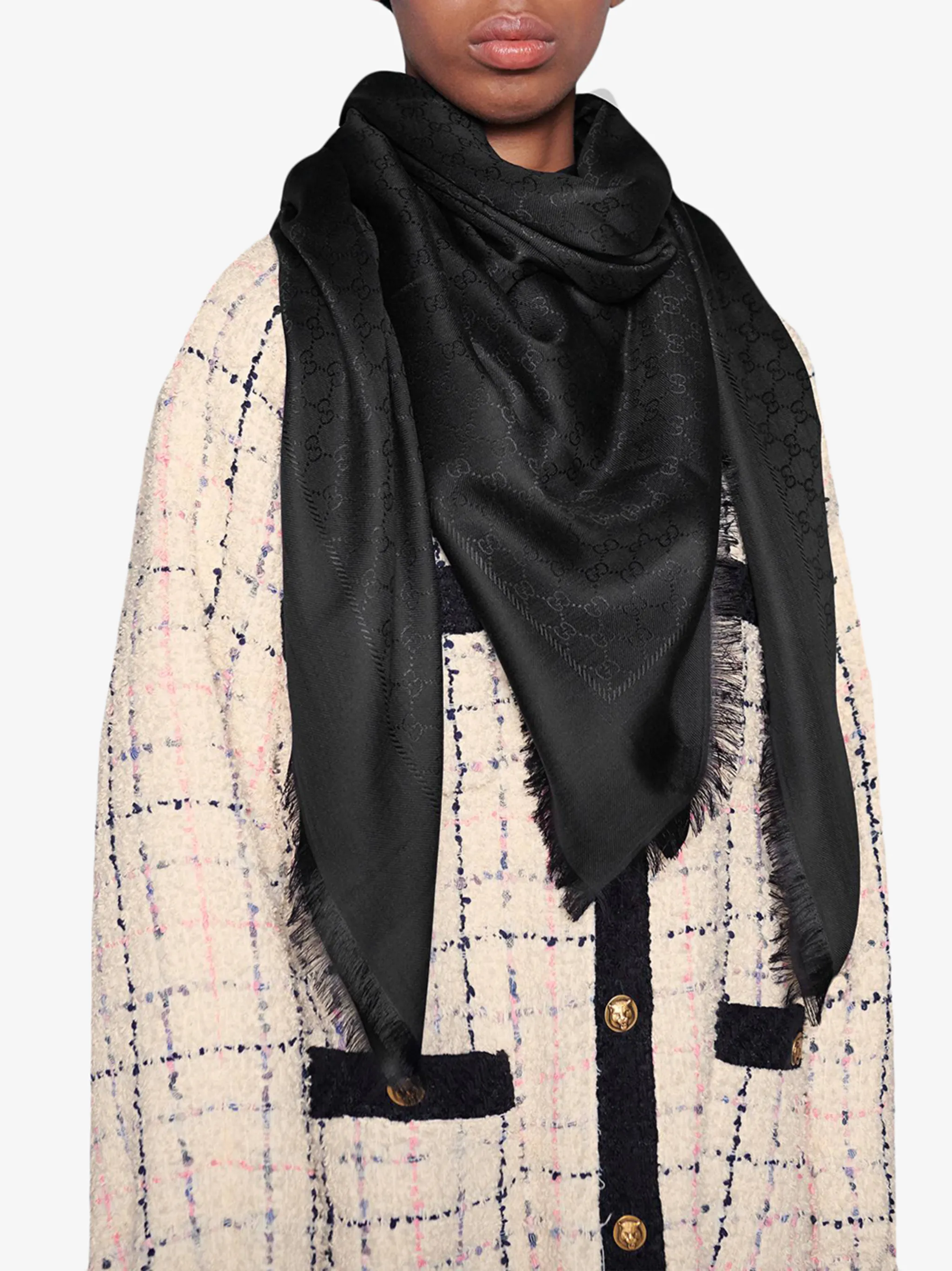 Gucci Silk wool GG jacquard scarf | Eraldo.com US