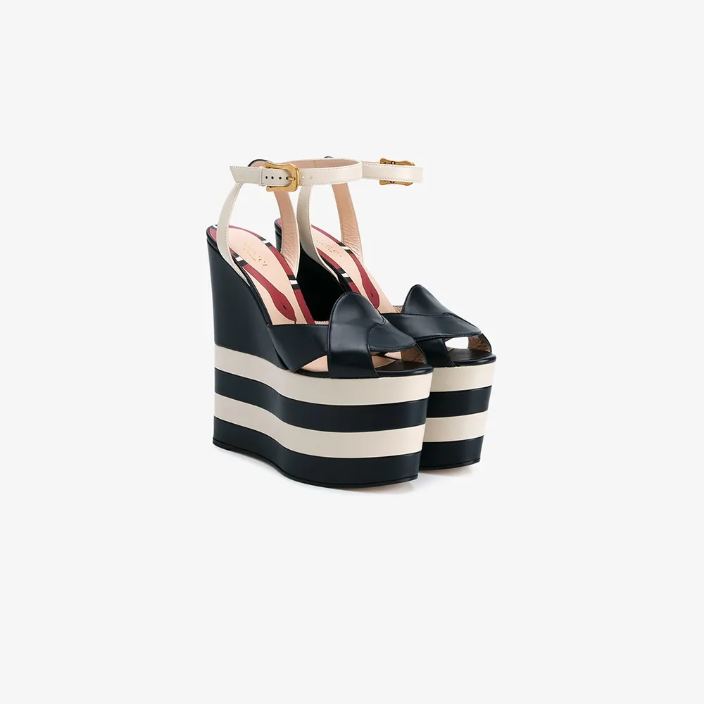 gucci striped platform sandals