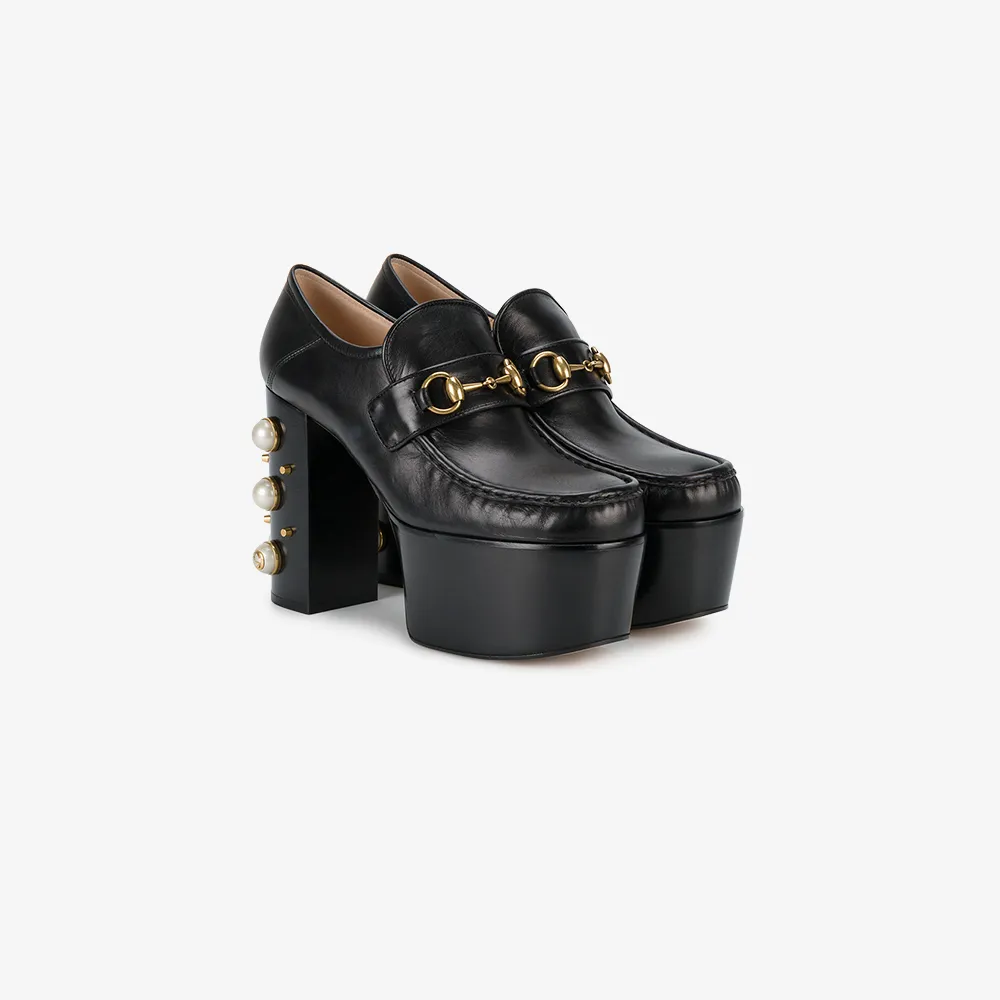 gucci stacked heel loafer