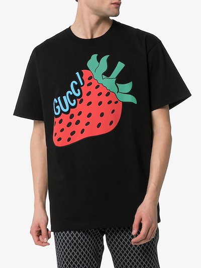 Gucci T-shirt with Gucci Strawberry print | Browns