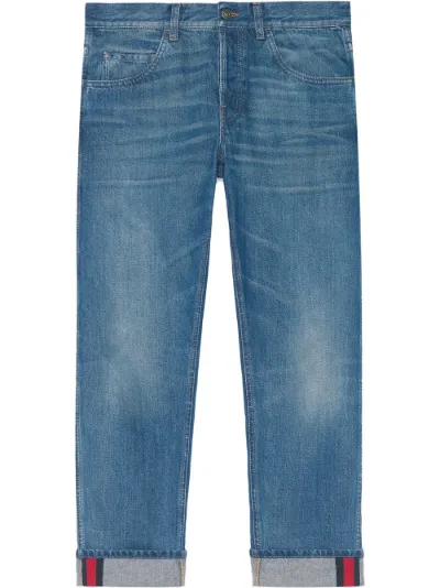 Gucci jeans with on sale stripe