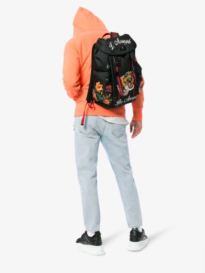 gucci tiger embroidered backpack