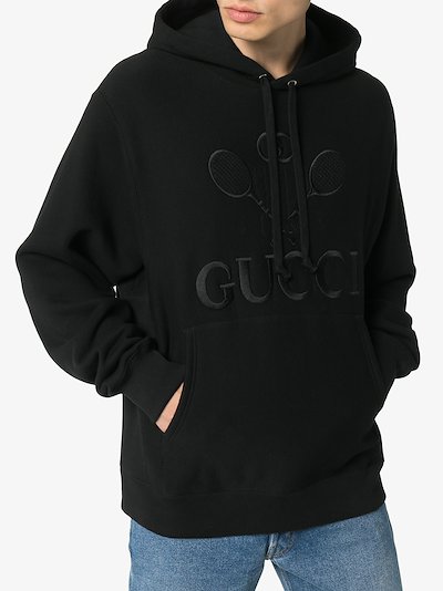 Gucci tennis embroidery cotton hoodie | Browns