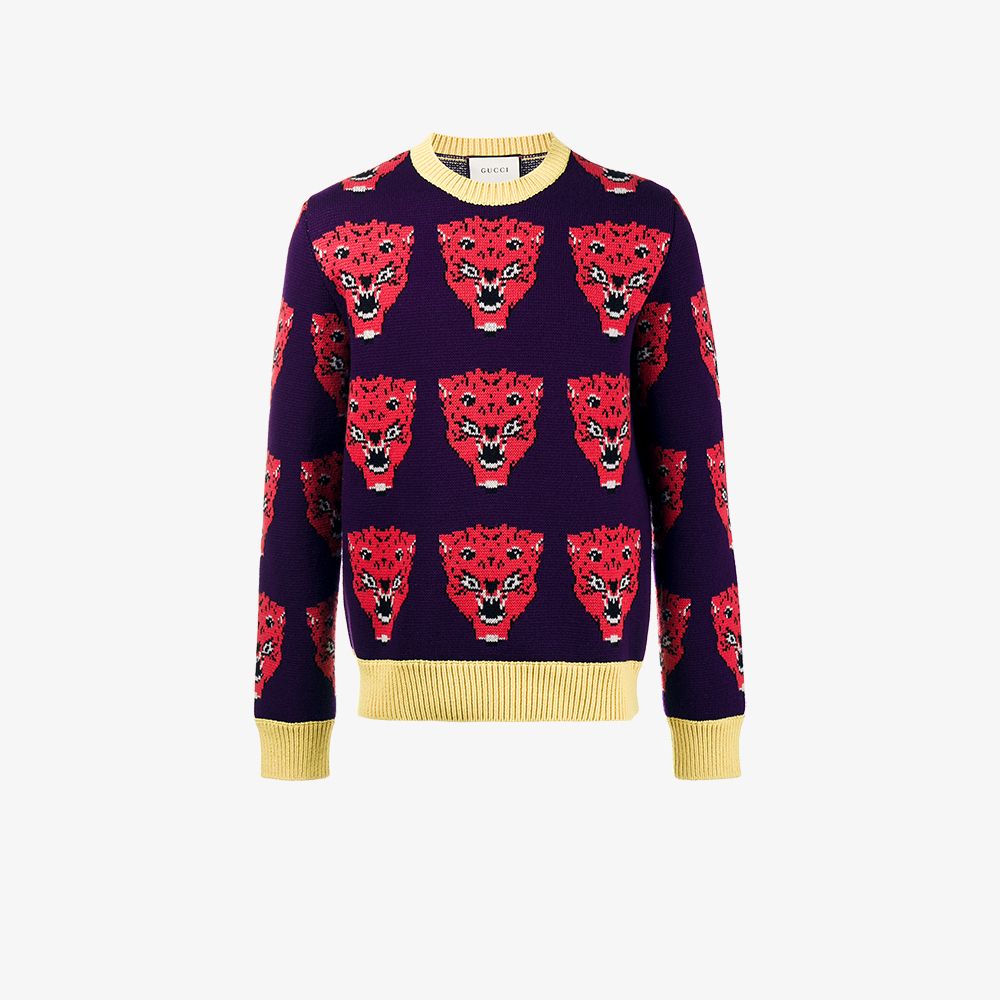 Gucci Tiger jacquard knitted sweater | Browns