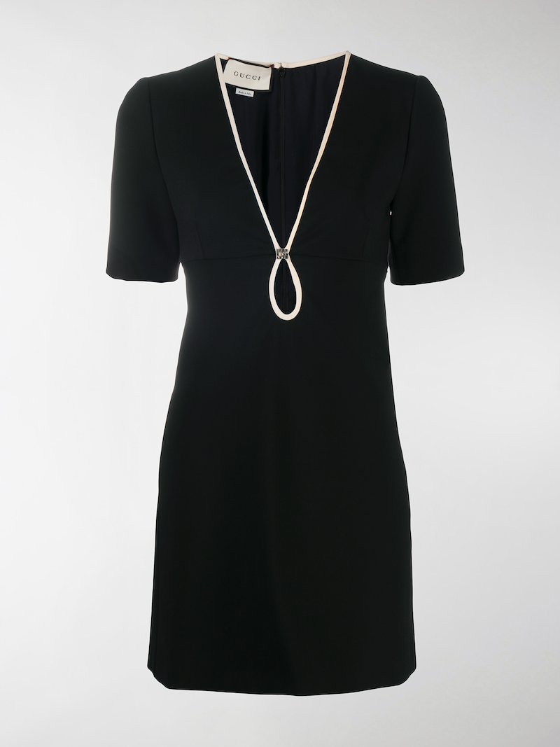 Gucci V Neck Shift Dress Black Modes