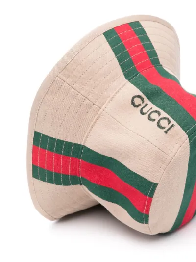 Gucci Bucket Hat Red & Green Strip 2024 With Logo