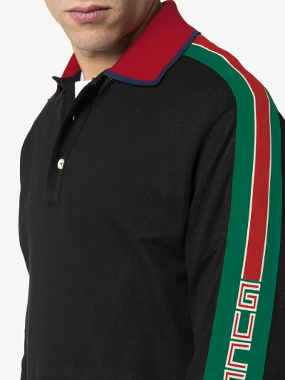 cotton polo with gucci stripe